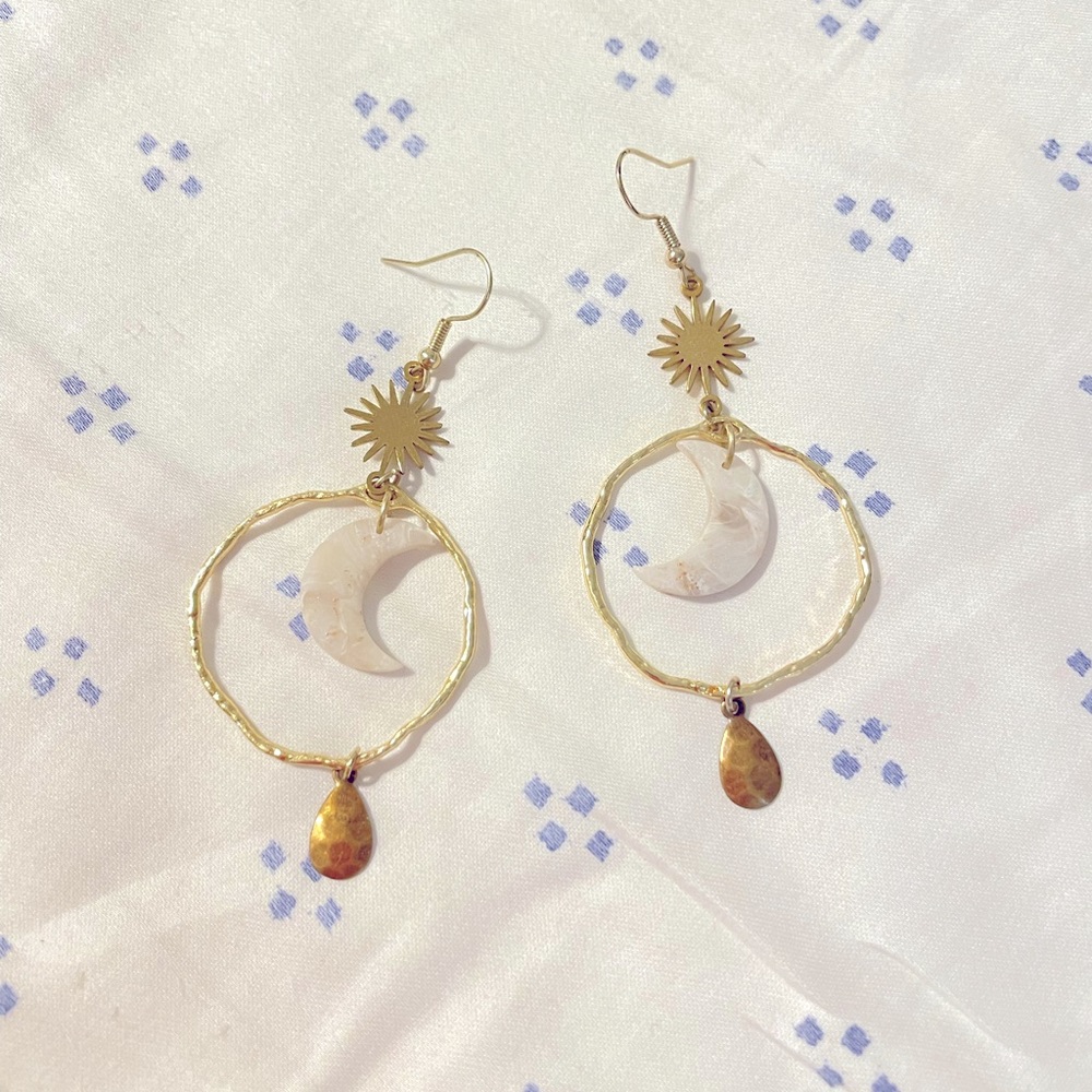 Boho Sun & Moon Dangle Earrings